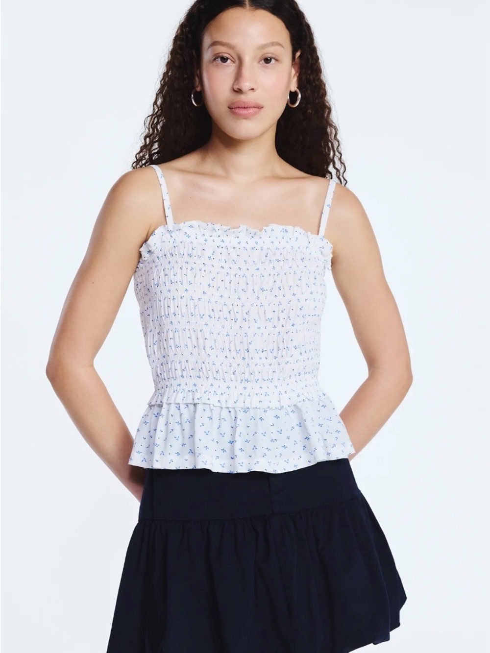 (296)Free Assembly Women's Smocked Top